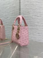 Christian Dior Mini Lady Dior bag in Pink ostrich leather - Image 4