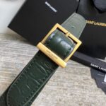 SAINT LAURENT Le 5 À 7 Green Crocodile-effect Leather Shoulder Bag In Dark Green - Image 3