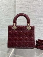 CHRISTIAN DIOR LADY DIOR BURGUNDY GOLD HARDWARE - Image 4