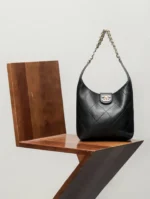 Chanel 25P Hobo bag in black lambskin