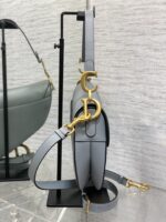Dior Saddle Bag in Deep Grey-Blue Gold Hardware - Image 4
