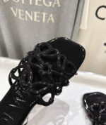 Loewe Leather Petal Anagram Slides in Black - Image 2