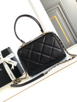 Chanel Black Quilted Lambskin Leather Bag - Image 7