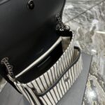 Saint Laurent Cotton Canvas Striped Vintage Calfskin Monogram Medium Niki Chain Satchel - Image 3