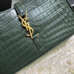 SAINT LAURENT Le 5 À 7 Green Crocodile-effect Leather Shoulder Bag In Dark Green - Image 5