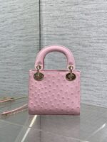 Christian Dior Mini Lady Dior bag in Pink ostrich leather - Image 3