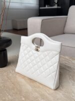 Chanel Quilted Lambskin Shopping Bag In white - Image 3