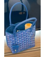 Goyard mini anjou bag blue leather - Image 3