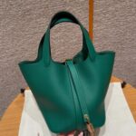 HN Togo leather green with gold hardware 18cm