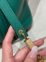 HN Togo leather green with gold hardware 18cm - Image 7