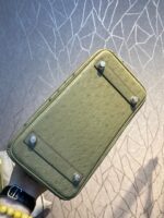 HN 30CM KHAKI OSTRICH LEATHER SILVER HARDWARE - Image 5