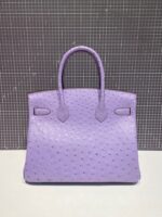 HN 30CM PURPLE OSTRICH LEATHER SILVER HARDWARE - Image 2