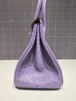 HN 30CM PURPLE OSTRICH LEATHER SILVER HARDWARE - Image 4