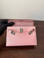 HN Mini Kelly 20 bag in Rose Sakura leather with silver hardware - Image 4