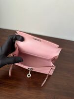 HN Mini Kelly 20 bag in Rose Sakura leather with silver hardware - Image 5
