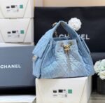 CHANEL 25 SMALL IN BLUE 30 DENIM GOLD HARDWARE - Image 2