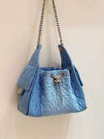 CHANEL 25 SMALL IN BLUE 30 DENIM GOLD HARDWARE - Image 4