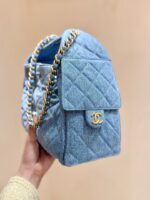 CHANEL 25 SMALL IN BLUE 30 DENIM GOLD HARDWARE - Image 7