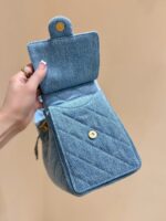 CHANEL 25 SMALL IN BLUE 30 DENIM GOLD HARDWARE - Image 8