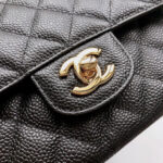 CHANEL FLAP BAG 25 IN BLACK CAVIAR LEATHER GOLD HARDWARE - Image 9
