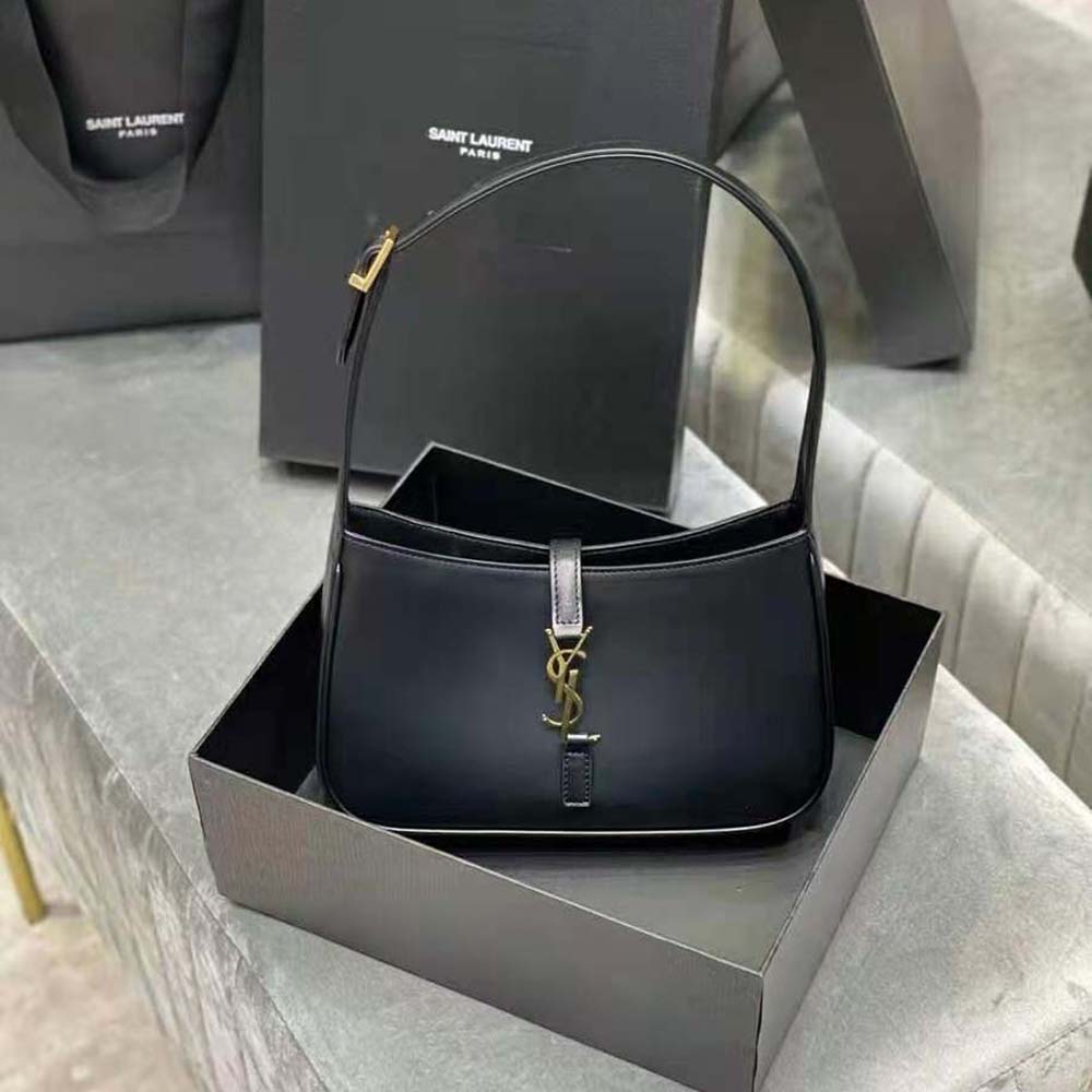 Saint-Laurent-YSL-Women-LE-5-A-7-Hobo-Bag-in-Smooth-Leather-Black-2.jpg Saint Laurent YSL Women LE 5 A 7 Hobo Bag in Smooth Leather-Black - Image 1