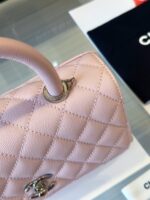 Chanel Coco Handbags Leather Pink With Silver Lock 23cm - Image 6