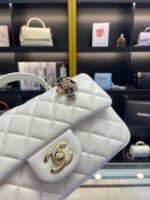 Chanel Handle Charm Like Auth Handbags Lock Gold Demi White 20x12cm - Image 4