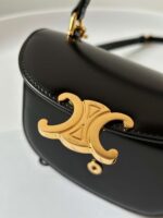 Celine Mini Crossbody Black Leather Strap Gold Lock 15.5x11cm - Image 5