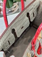 HN Genuine Crocodile Leather Gray and Red Custom Made - Image 3