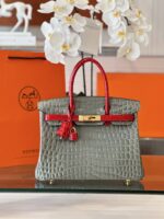 HN Genuine Crocodile Leather Gray and Red Custom Made - Image 7