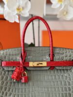 HN Genuine Crocodile Leather Gray and Red Custom Made - Image 6