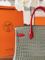 HN Genuine Crocodile Leather Gray and Red Custom Made - Image 2