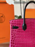 HN Pink/Black Genuine Crocodile Leather Gold Hardware – Custom Made - Image 3