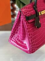 HN Pink/Black Genuine Crocodile Leather Gold Hardware – Custom Made - Image 5