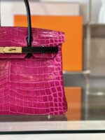 HN Pink/Black Genuine Crocodile Leather Gold Hardware – Custom Made - Image 6
