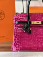 HN Pink/Black Genuine Crocodile Leather Gold Hardware – Custom Made - Image 7