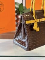 HN 30 Brown/Gold Genuine Crocodile Leather Gold Hardware – Custom Made - Image 5