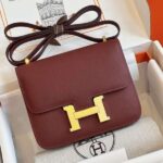 HN Bag Epsom Gold Dark Red Handbags 19cm