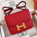 HN Bag Epsom Gold Red Handbags Lock Gold Like Auth 19cm