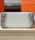 HN 25 Himalaya Albino Genuine Crocodile Leather Palladium Hardware - Image 8