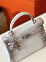 HN 25 Himalaya Albino Genuine Crocodile Leather Palladium Hardware - Image 10