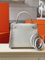 HN 25 Himalaya Albino Genuine Crocodile Leather Palladium Hardware - Image 5