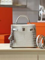 HN 25 Himalaya Albino Genuine Crocodile Leather Palladium Hardware - Image 3