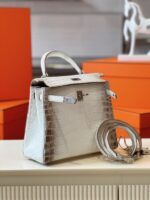 HN 25 Himalaya Albino Genuine Crocodile Leather Palladium Hardware - Image 4