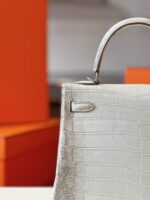 HN 25 Himalaya Albino Genuine Crocodile Leather Palladium Hardware - Image 7