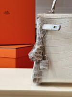 HN 25 Himalaya Albino Genuine Crocodile Leather Palladium Hardware - Image 6