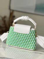 Louis Vuitton LV Capucines Green And White Pattern Handbags 21cm - Image 9