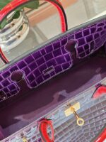 HN 30 Purple/Red Genuine Crocodile Leather Gold Hardware - Image 7