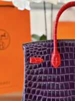 HN 30 Purple/Red Genuine Crocodile Leather Gold Hardware - Image 4
