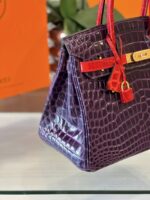 HN 30 Purple/Red Genuine Crocodile Leather Gold Hardware - Image 6